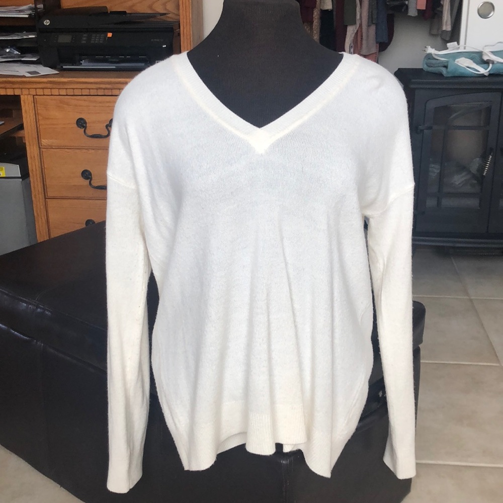 White V-neck Sweater